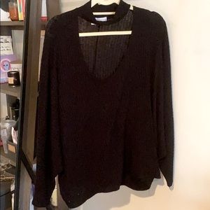 Black Sweater with Choker Neckline